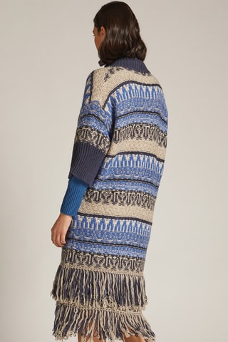 Gilet long en laine et alpaga - Bleu