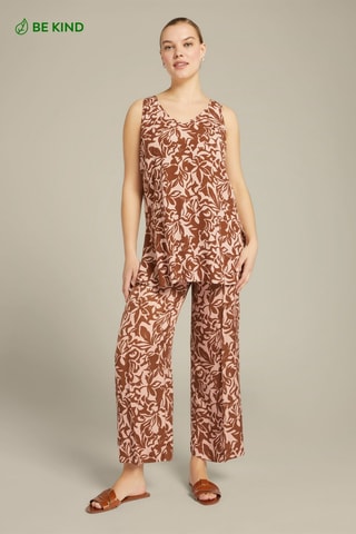Pantalon palazzo 7/8 - Beige et marron