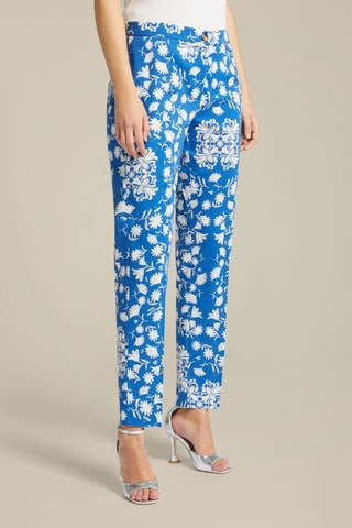 Pantalon cigarette - Bleu et blanc