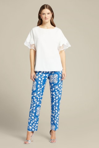 Pantalon cigarette - Bleu et blanc