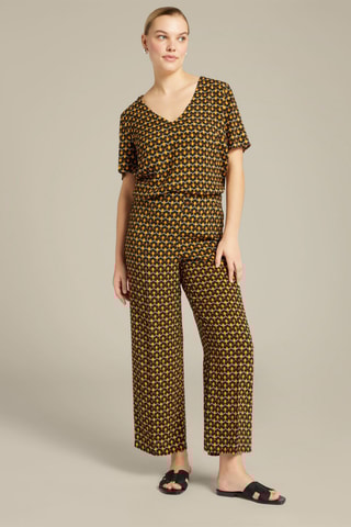 Pantalon droit - Marron et jaune