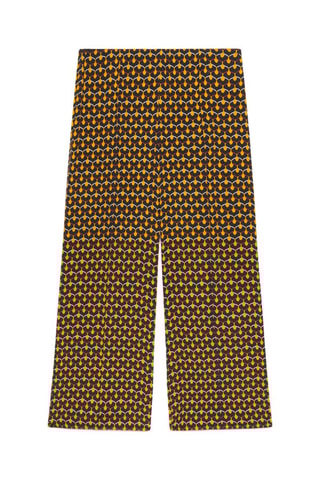 Pantalon droit - Marron et jaune