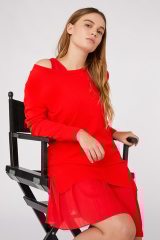 Robe patineuse et pull - Rouge