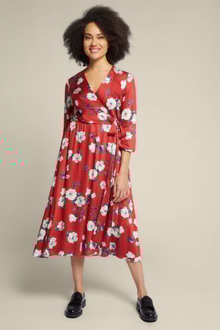 Robe midi - Blanc et rouge