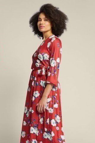 Robe midi - Blanc et rouge