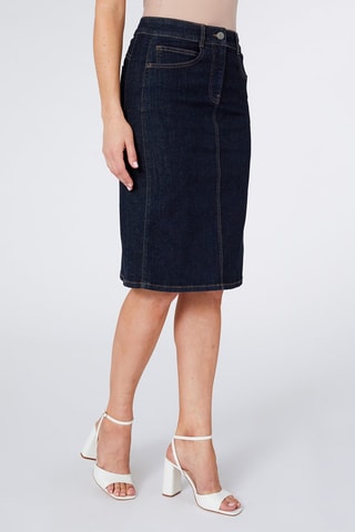 Jupe droite en jean - Bleu marine