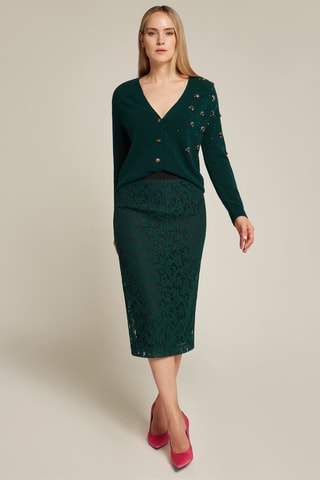 Jupe midi en dentelle - Vert