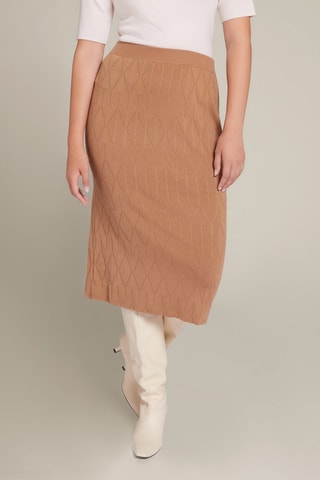 Jupe midi en laine - Marron