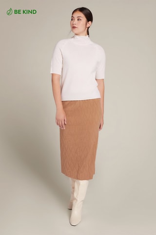 Jupe midi en laine - Marron