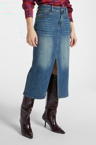 Jupe midi en jean - Bleu cobalt