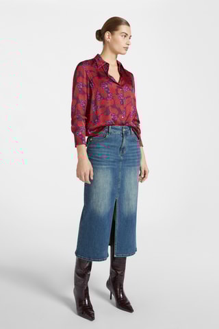 Jupe midi en jean - Bleu cobalt