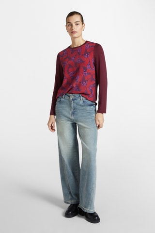 Top bi-matière en soie - Bordeaux