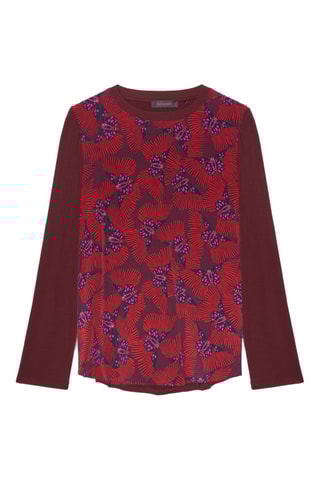 Top bi-matière en soie - Bordeaux