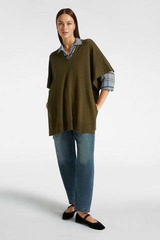 Blouse en laine et cachemire - Vert olive