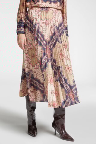 Jupe plissée - Beige et bleu marine