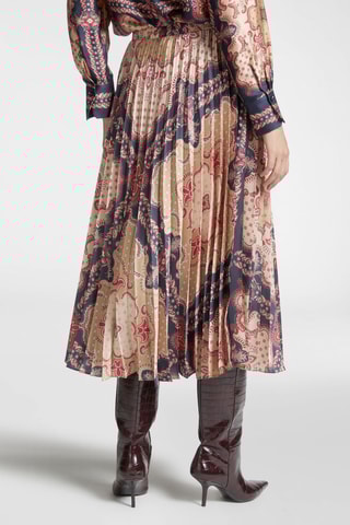 Jupe plissée - Beige et bleu marine