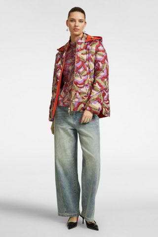 Doudoune à capuche - Orange et vert clair