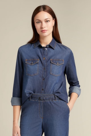 Chemisier en jean - Bleu foncé