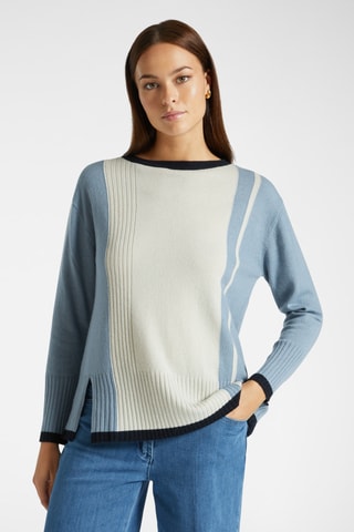 Pull en laine - Ciel et blanc