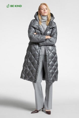 Doudoune longue à capuche - Gris