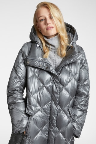 Doudoune longue à capuche - Gris