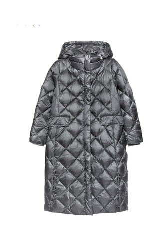 Doudoune longue à capuche - Gris