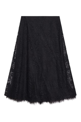 Jupe midi en dentelle taille haute - Noir