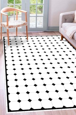 Alfombra vinílica Sherri Blanco y negro