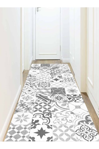 Alfombra vinílica Home Tiles Grey Celeste y gris