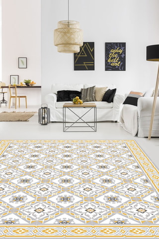 Alfombra vinílica Princesa Amarillo y gris