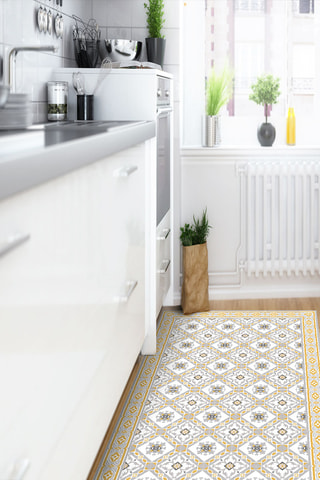 Alfombra vinílica Princesa Amarillo y gris