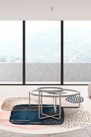 Alfombra vinílica Lara Crudo y azul cobalto