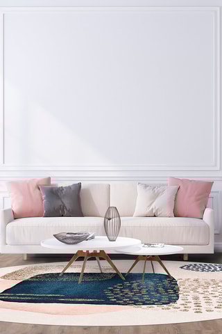 Alfombra vinílica Lara Crudo y azul cobalto