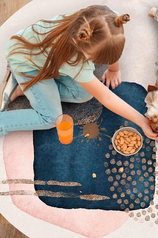 Alfombra vinílica Lara Crudo y azul cobalto