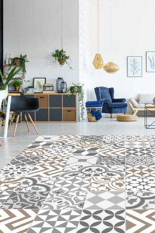 Alfombra vinílica Collage - Beige y gris