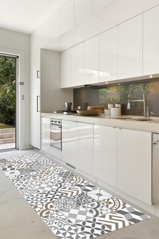 Alfombra vinílica Collage - Beige y gris