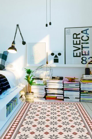 Alfombra vinílica Jolie Rojo y beige