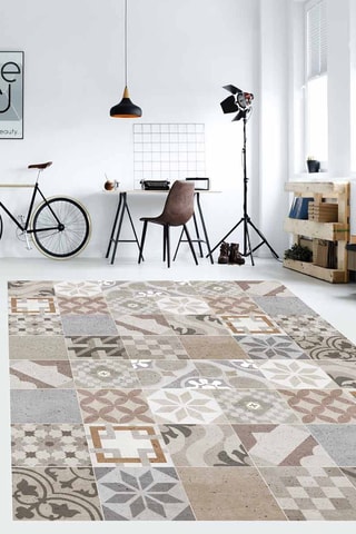 Alfombra vinílica Home Tiles Vintage 2 Gris y beige