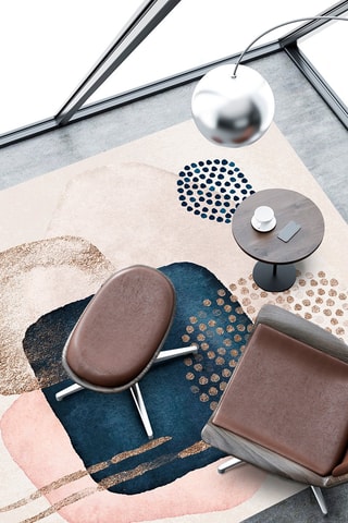 Alfombra vinílica Lara Crudo y azul cobalto