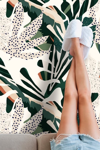 Alfombra vinílica Plantas Blanco y verde oscuro