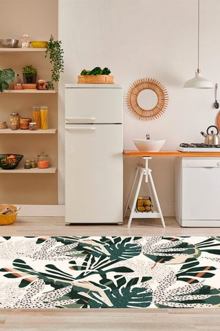 Alfombra vinílica Plantas Blanco y verde oscuro