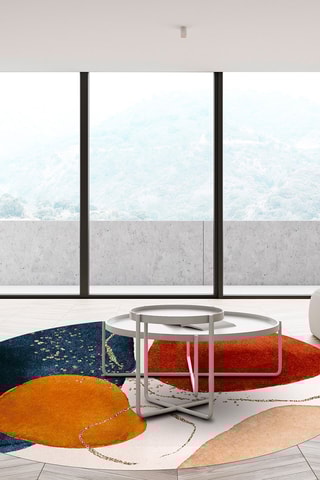 Alfombra vinílica Ania Naranja y azul cobalto