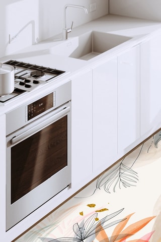 Alfombra vinílica Jardín Osaka - Naranja y beige