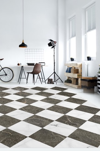 Alfombra vinílica Gadir Chocolate - Negro y blanco