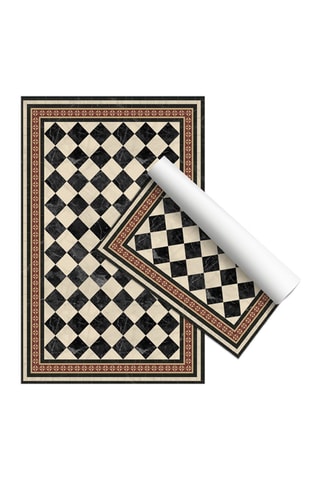 Alfombra vinílica Damero Negro y beige