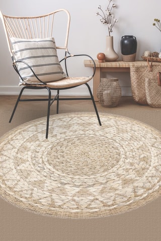 Alfombra vinílica Khamba Rattan Natural y blanco