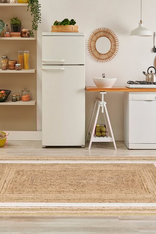 Alfombra vinílica Carthago - Beige y blanco