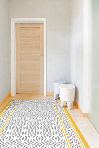 Alfombra vinílica Palace - Blanco y gris