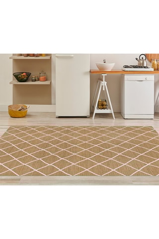 Alfombra vinílica Tassilli - Beige y blanco