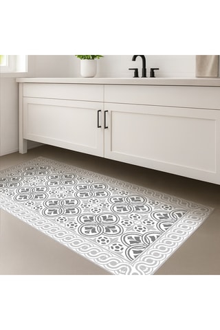 Alfombra vinílica Greta gris - Blanco y gris